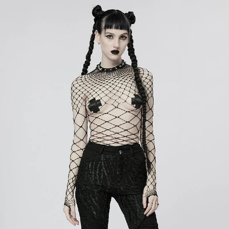 Women's Punk Sheer Mesh Bodysuit