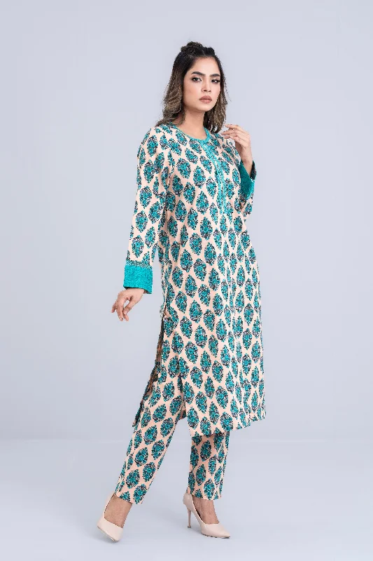 Printed Khaddar Two-Piece Ethnic Set