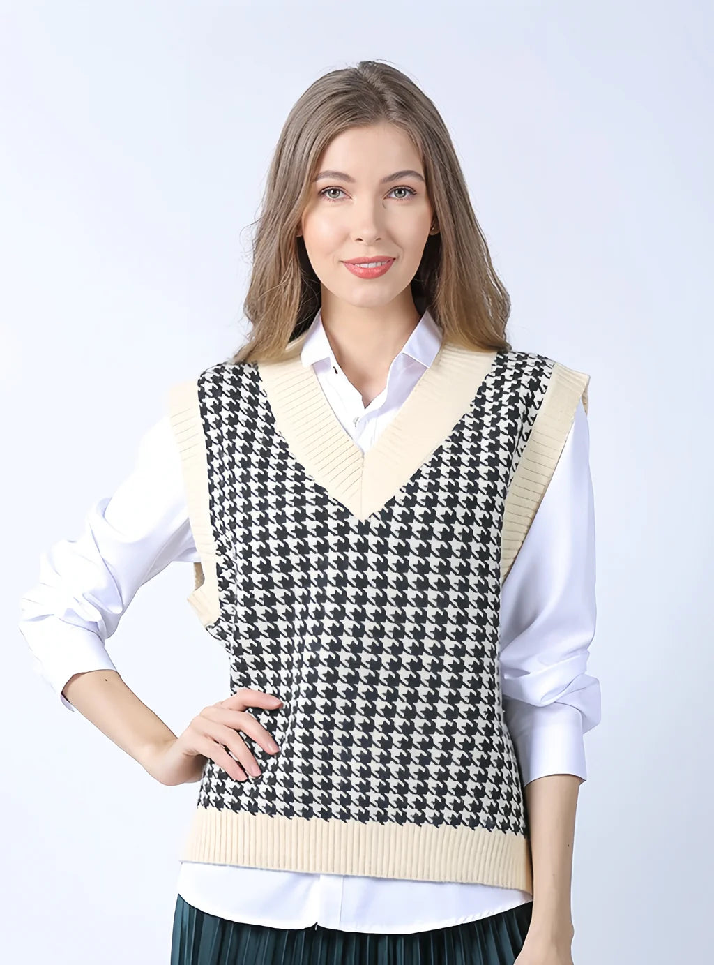 CLASSY LOOSE RETRO PLUS SIZE SWEATER VEST