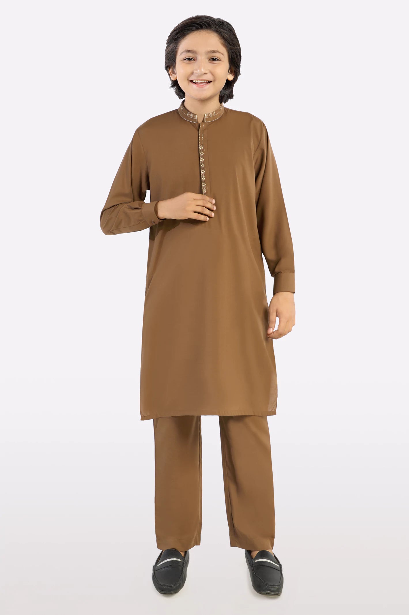 Brown Teens Kurta Pajama