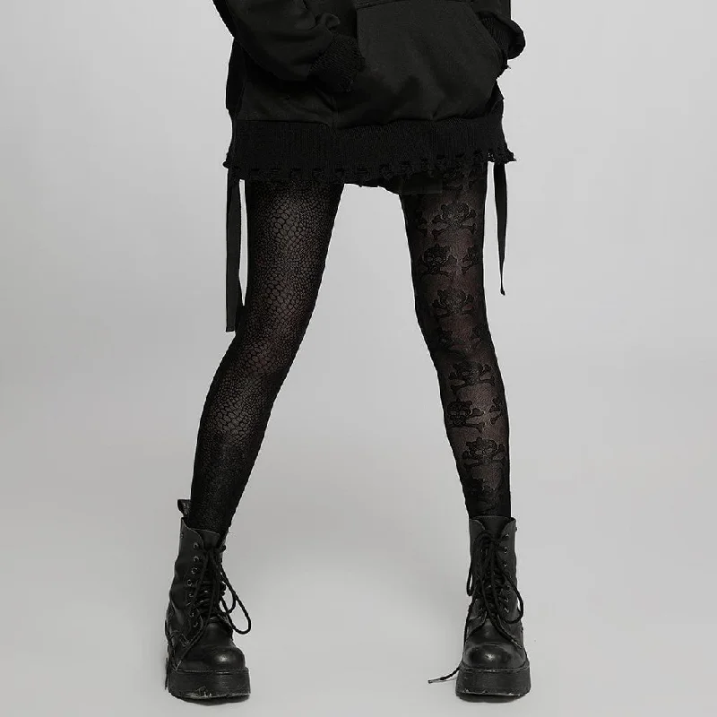 Women's Punk Skull Mesh Leggings