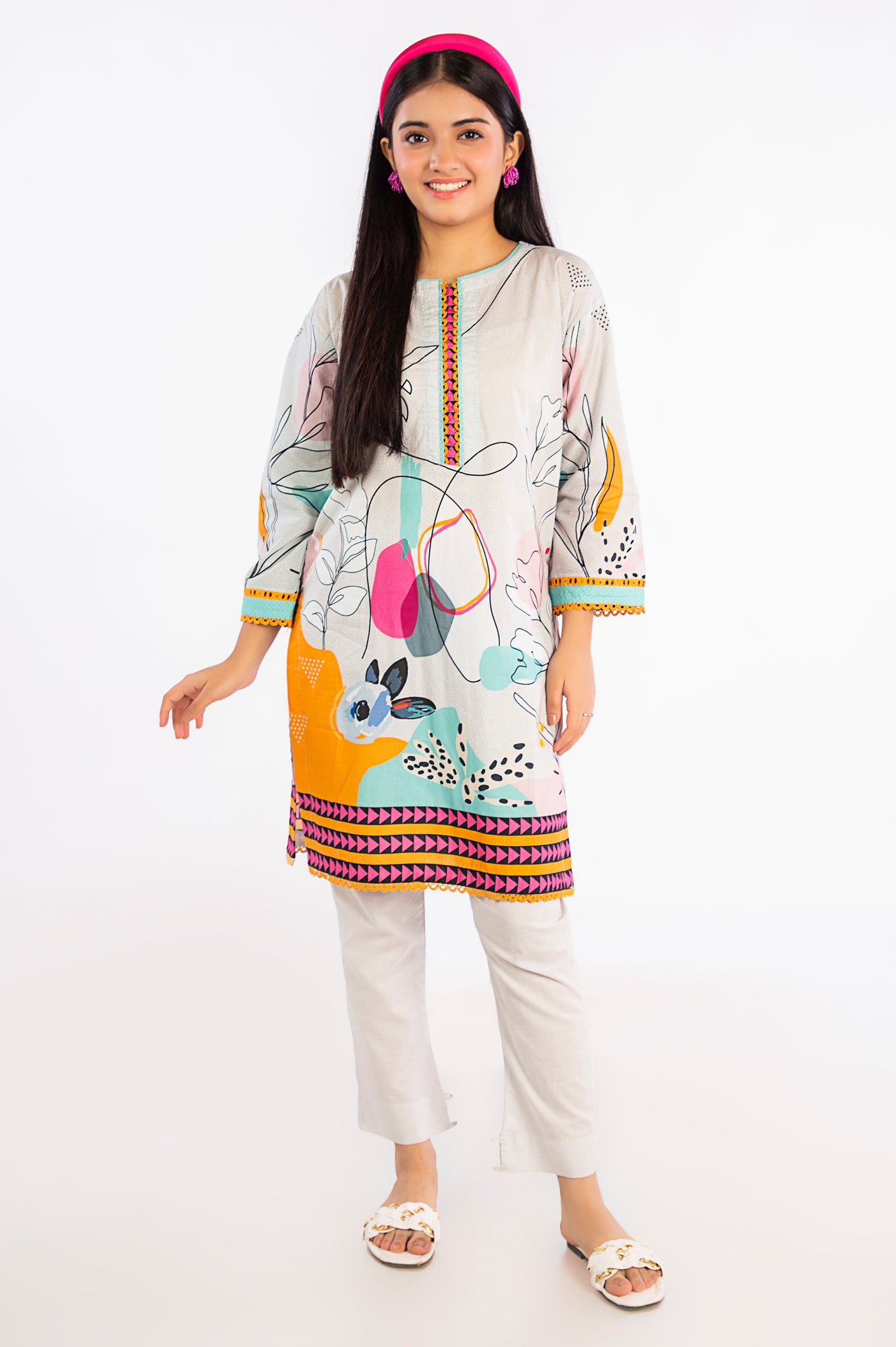 Grey Printed Teens Kurti