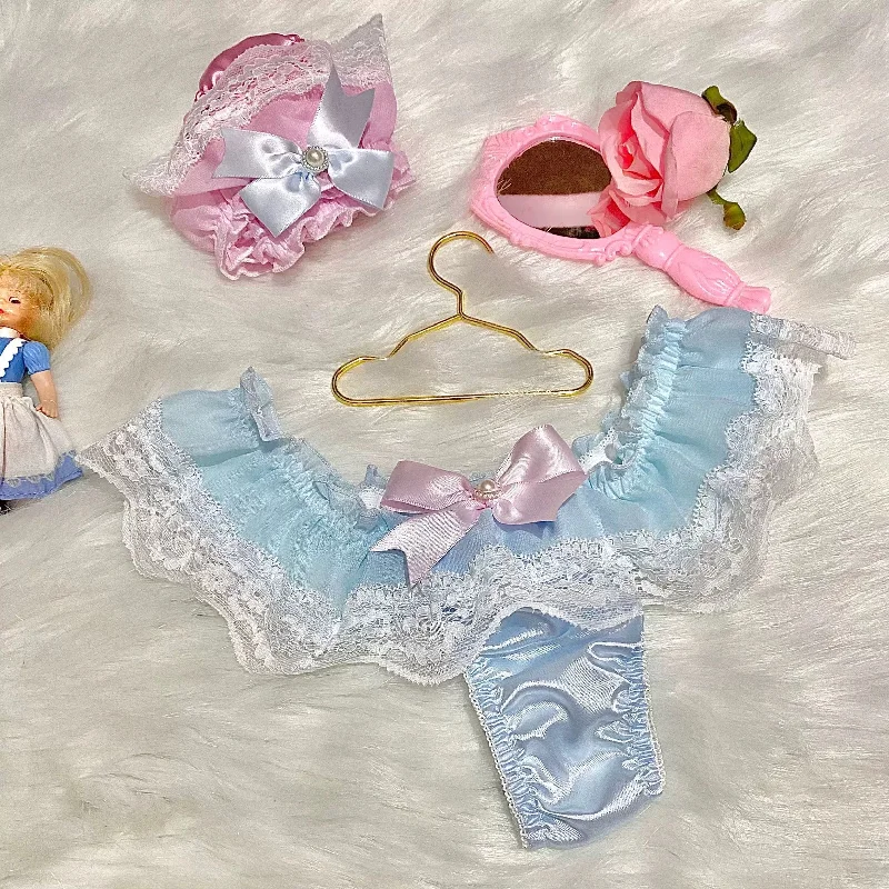 [Handmade lingerie] Call me babydoll - blue satin panties