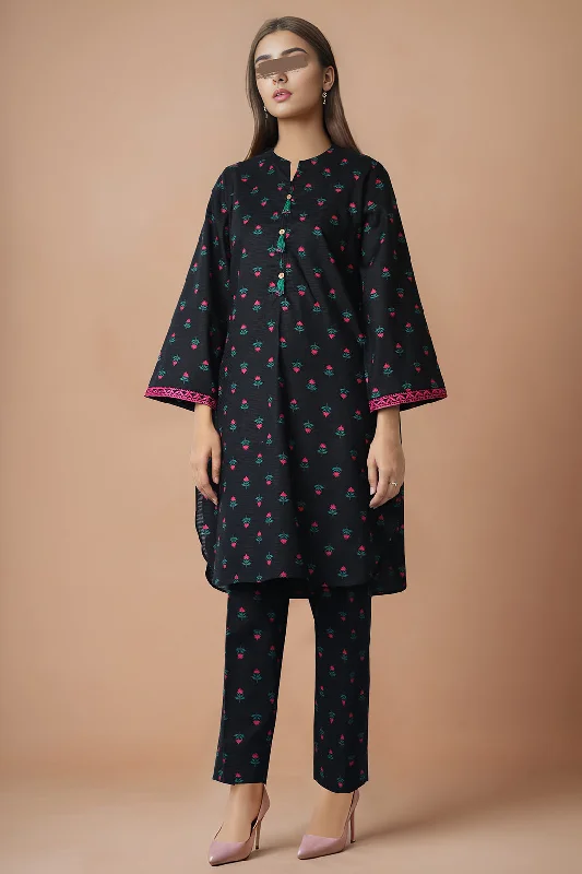 Printed Embroidered Cotton Dobby Stitched 2 Piece (Shirt/Trouser)