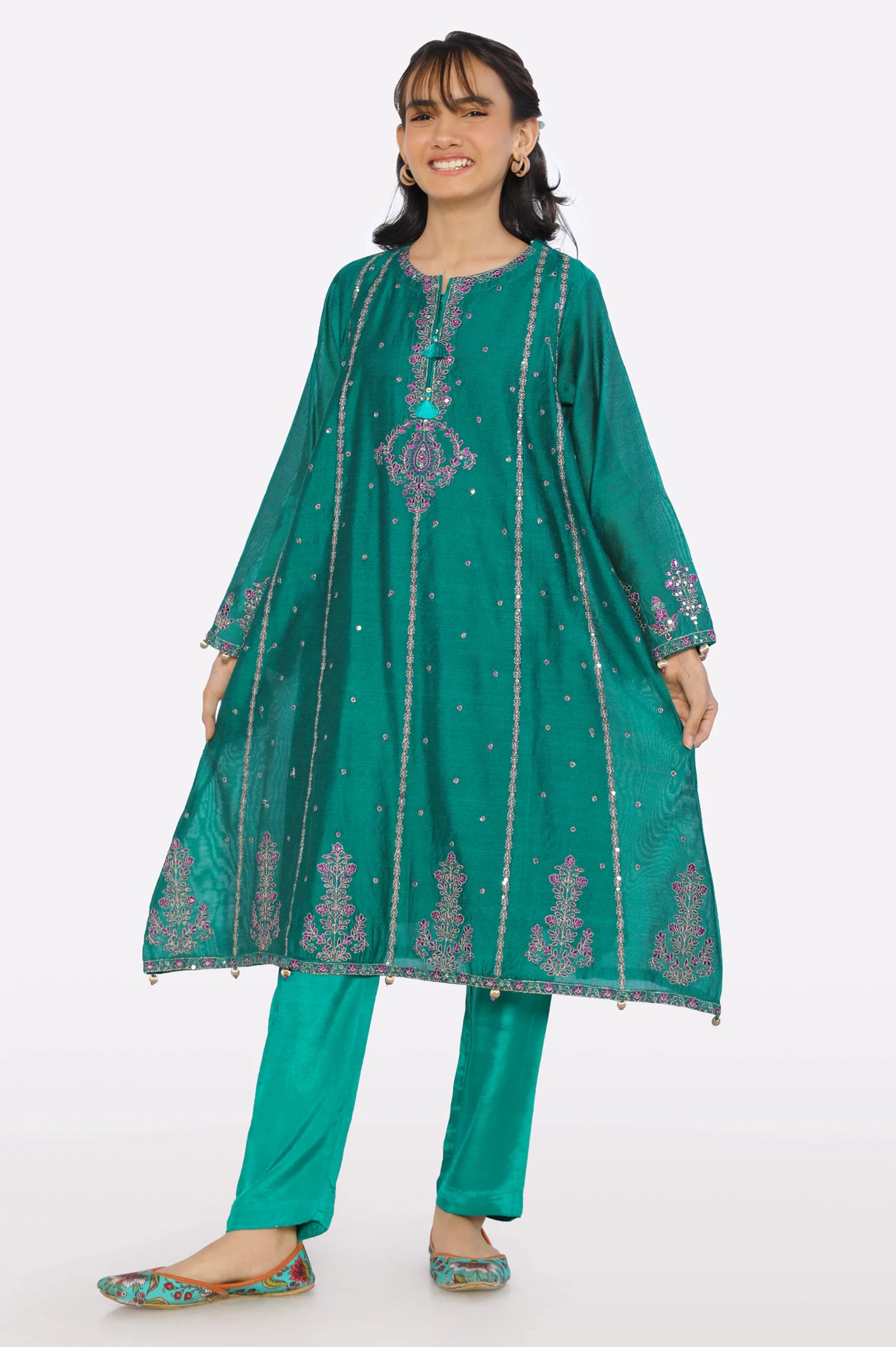 Green Embroidered Teens 2PC