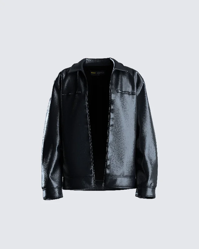 Dove Black Faux Leather Jacket