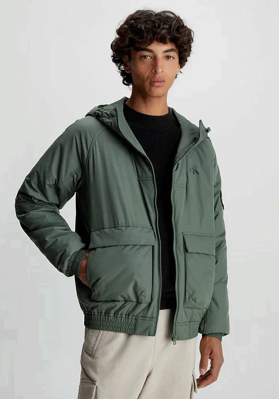 Calvin Klein Jeans Padded Hooded Jacket, Thyme