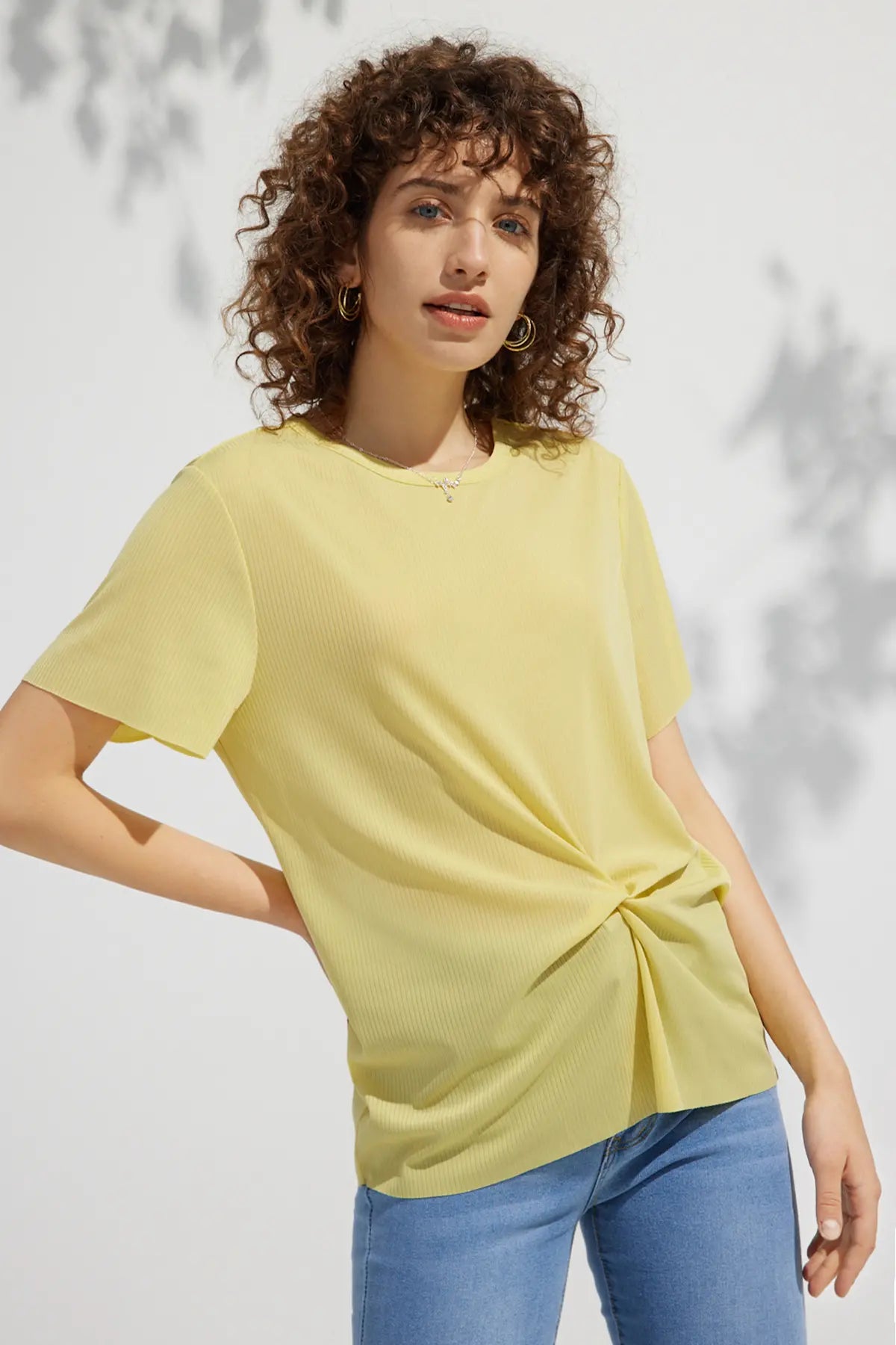 Twist Round Neck Short Sleeve T Shirt