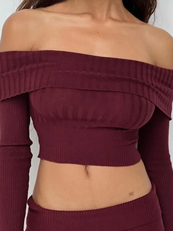 Sexy hot girl's crop top collared long-sleeved sweater