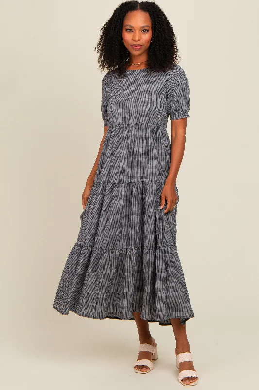 Charcoal Textured Tiered Maxi Dress