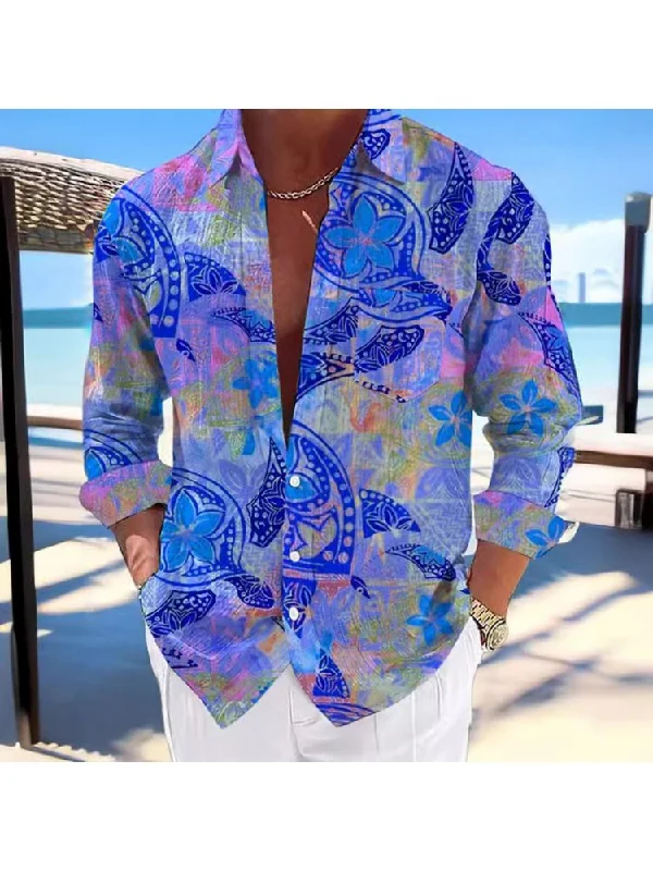 Print Long Sleeve Single Breasted Men's Shirts