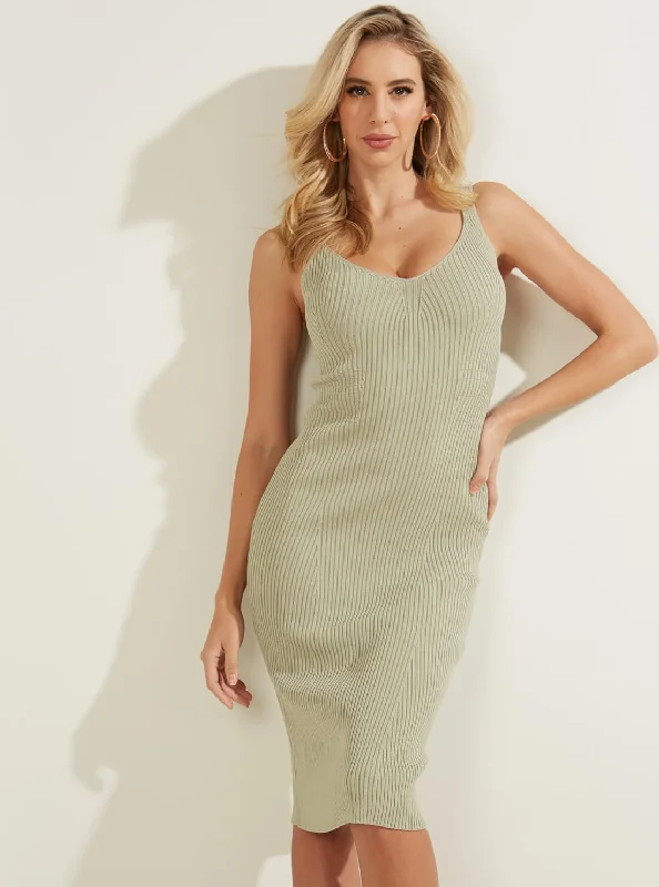 Light Green Nyx Ribbed Midi Dress