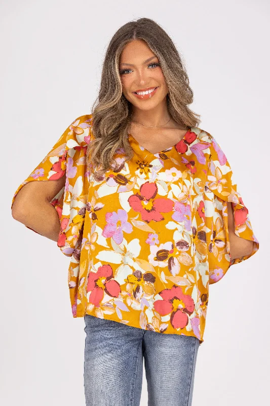 Pretty Pretty Sunshine Women's Floral Short Sleeve Top