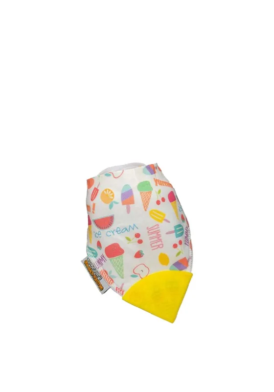 Smiley Eileeys Summer Ice Cream Teething Bib, White Multi