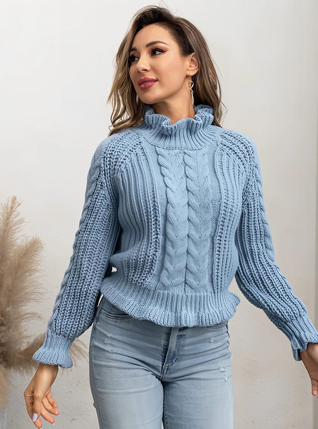 FASHION TWISTED TURTLENECK LOOSE THICK SWEATER