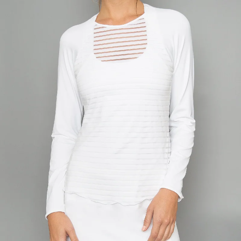 Stripe Mesh Sheer-body Top