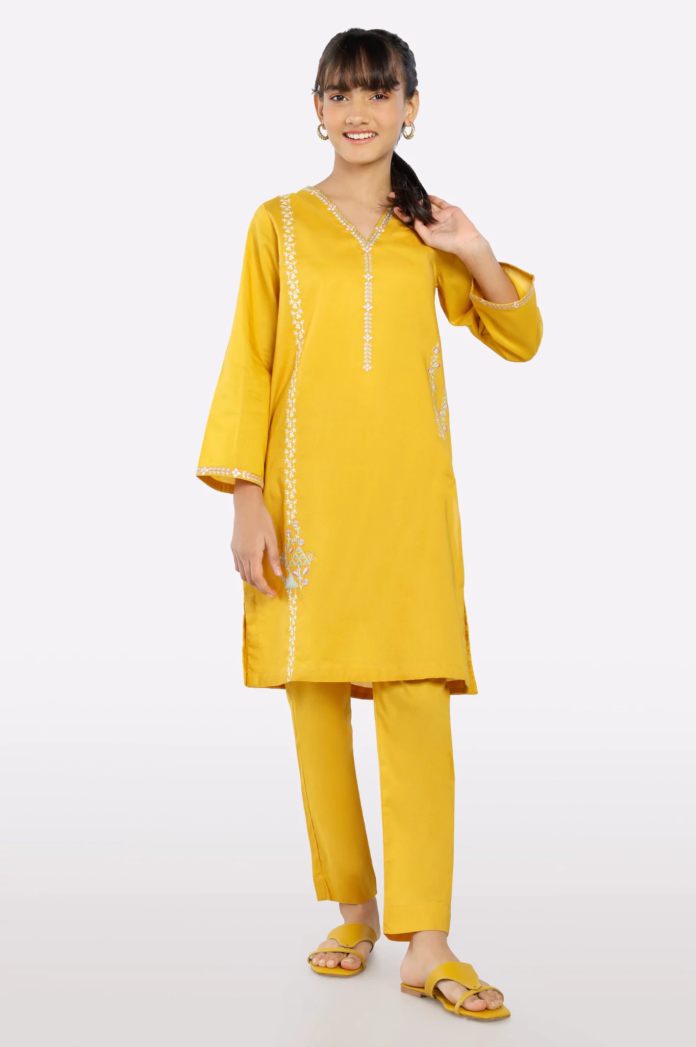 Mustard Embroidered Teens 2PC