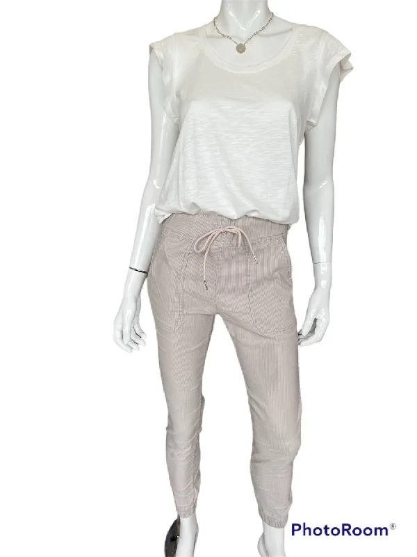 Tali Jogger Style Flog Pants - Beige Stripe