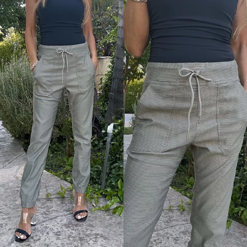 Tali Style Pants Flog Pants - Sage Green Herringbone