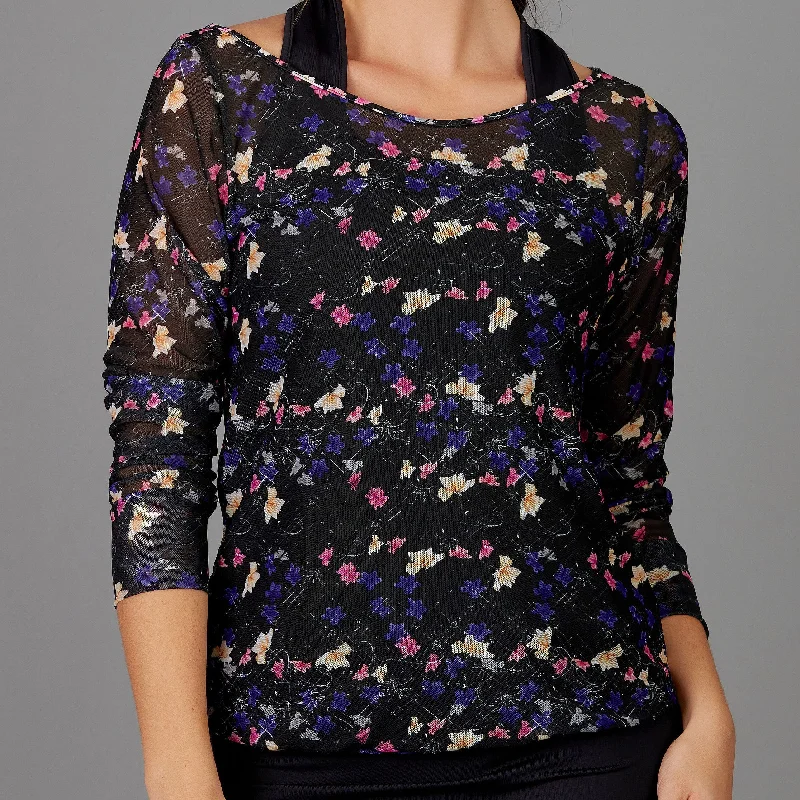 Dahlia Sheer Pullover (print mesh)