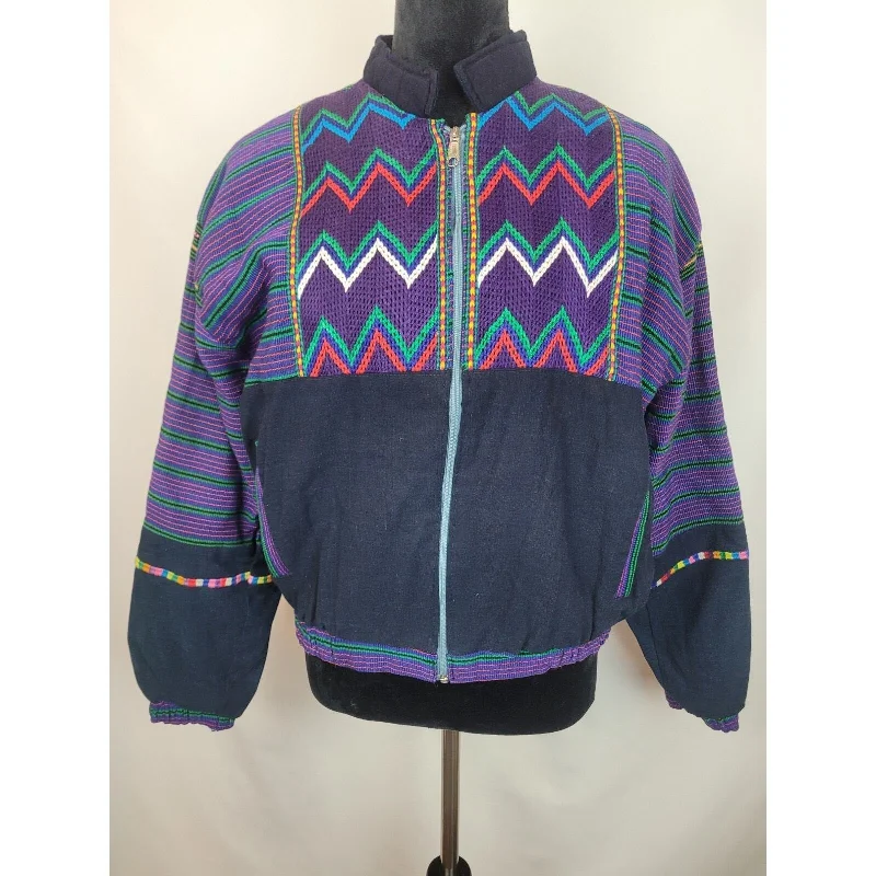 VTG Guatemalan Woven Bomber Jacket Women's Multi Color Size Medium