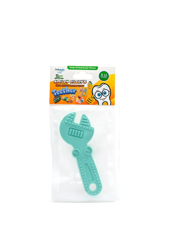 Smiley Eileeys Wrench Tool Teether, Turquoise