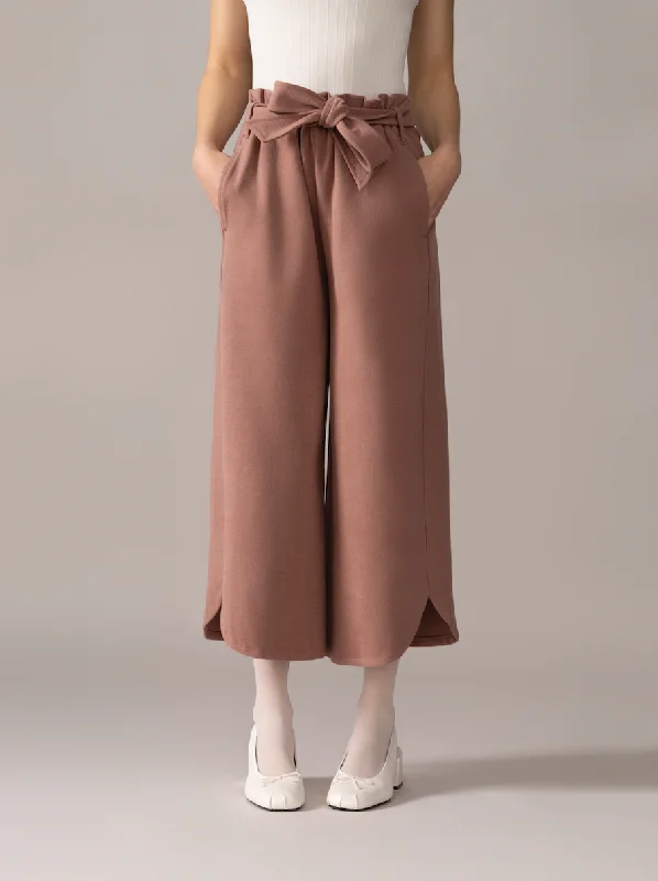 Tulip Hem Brushed Knit Pant in Cognac