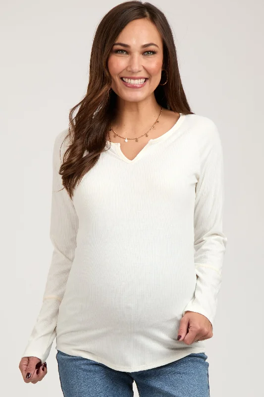 Ivory V-Neck Maternity Long Sleeve