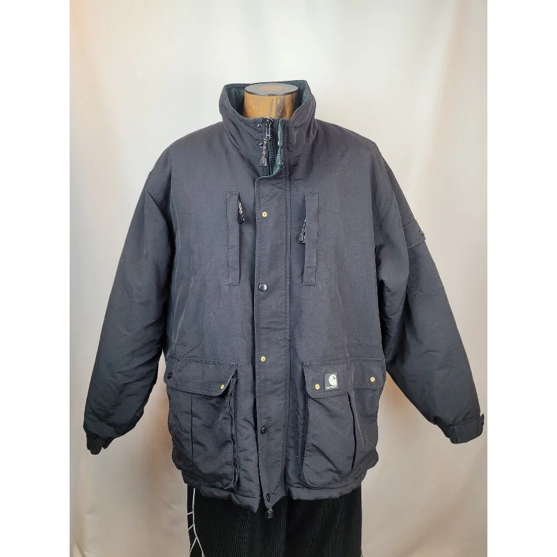 VTG Carhartt Mens Workshield Blizzard Black Quilted Lined Coat Jacket Size 2XL