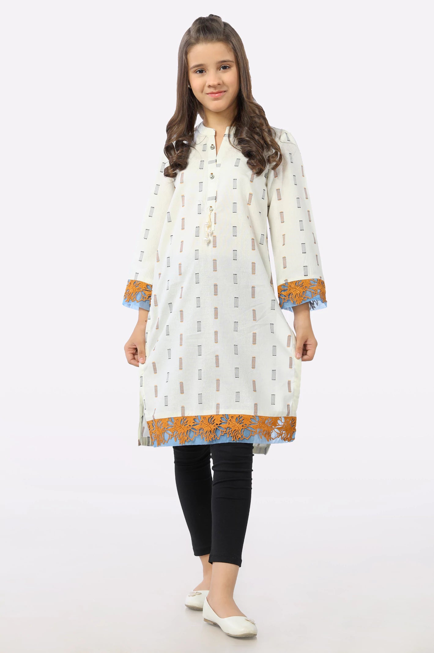 Ivory Printed Teens Kurti