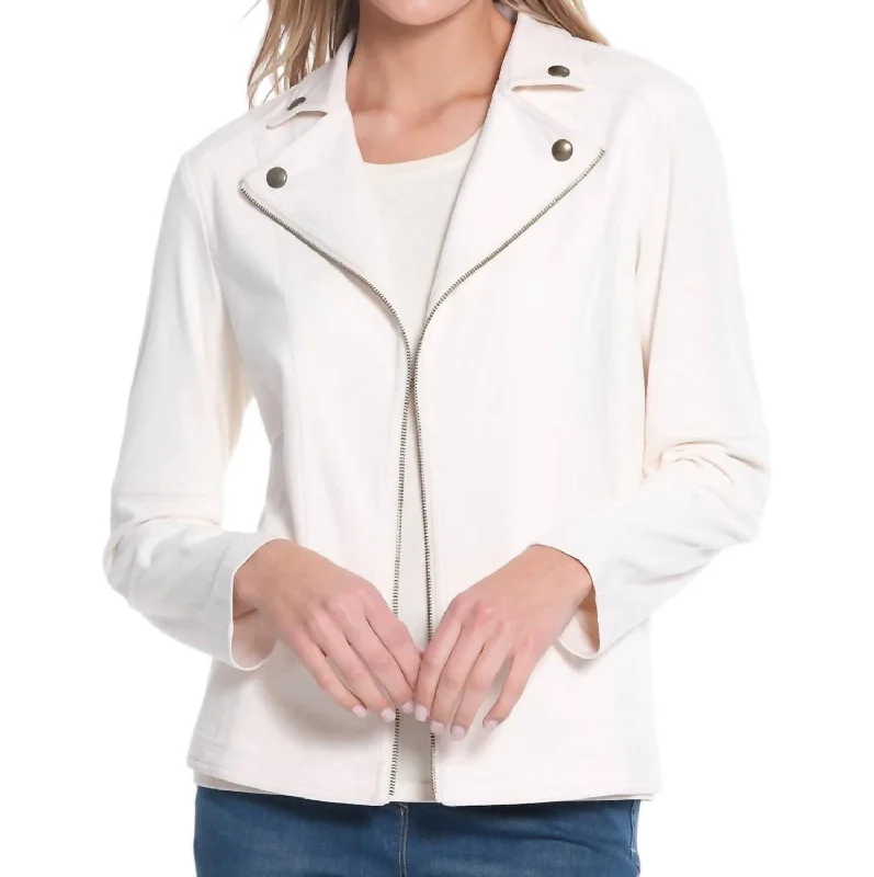 Long Sleeve Faux Front Jacket In Winter White