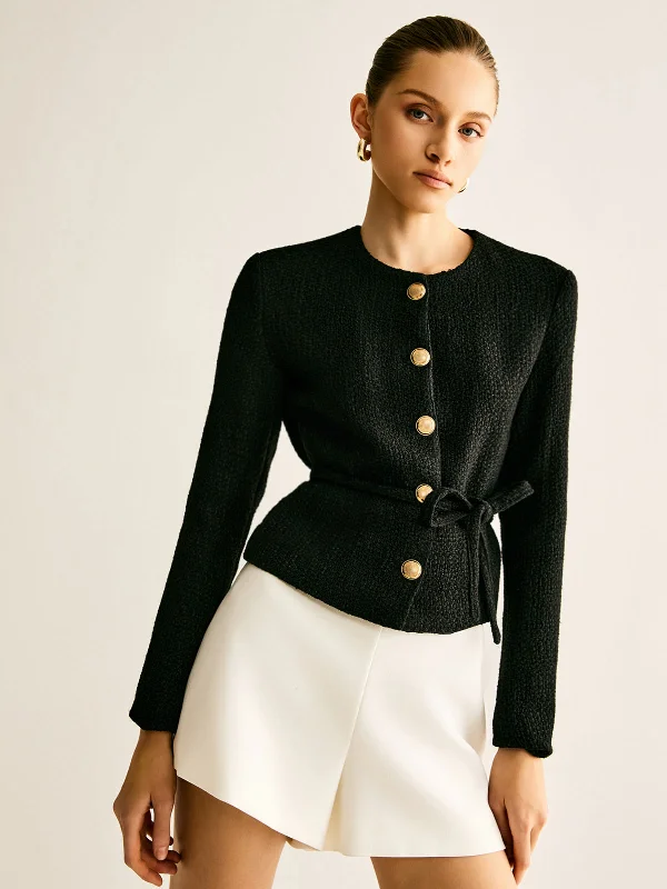 Rope-Belted Button Jacket