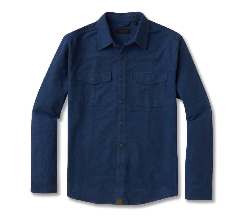 Men's Major Long Sleeve Chamois Flannel Shirt In Lake Blue