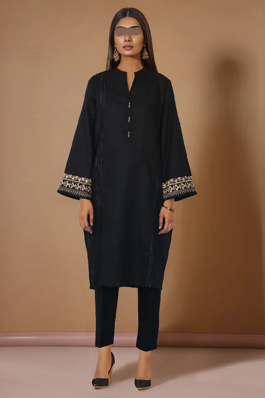 Solid Embroidered Cotton Stitched 2 Piece (Shirt/Trouser)