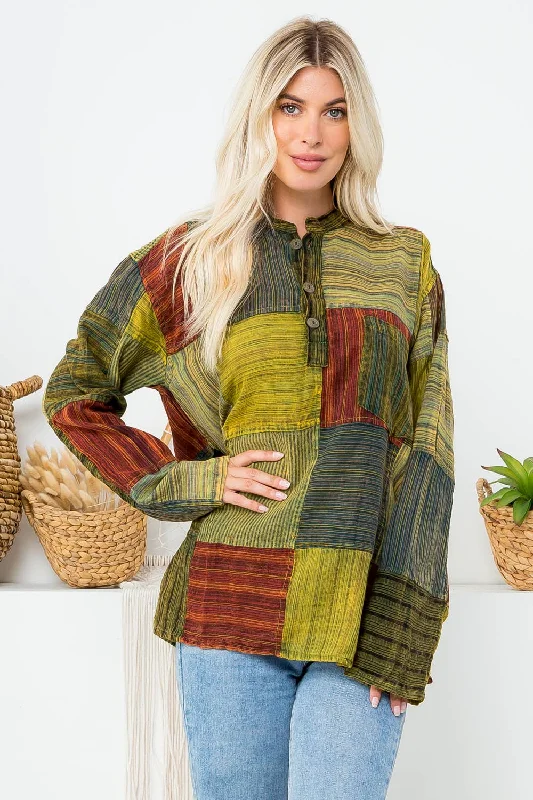 Long Sleeves Patchwork Top