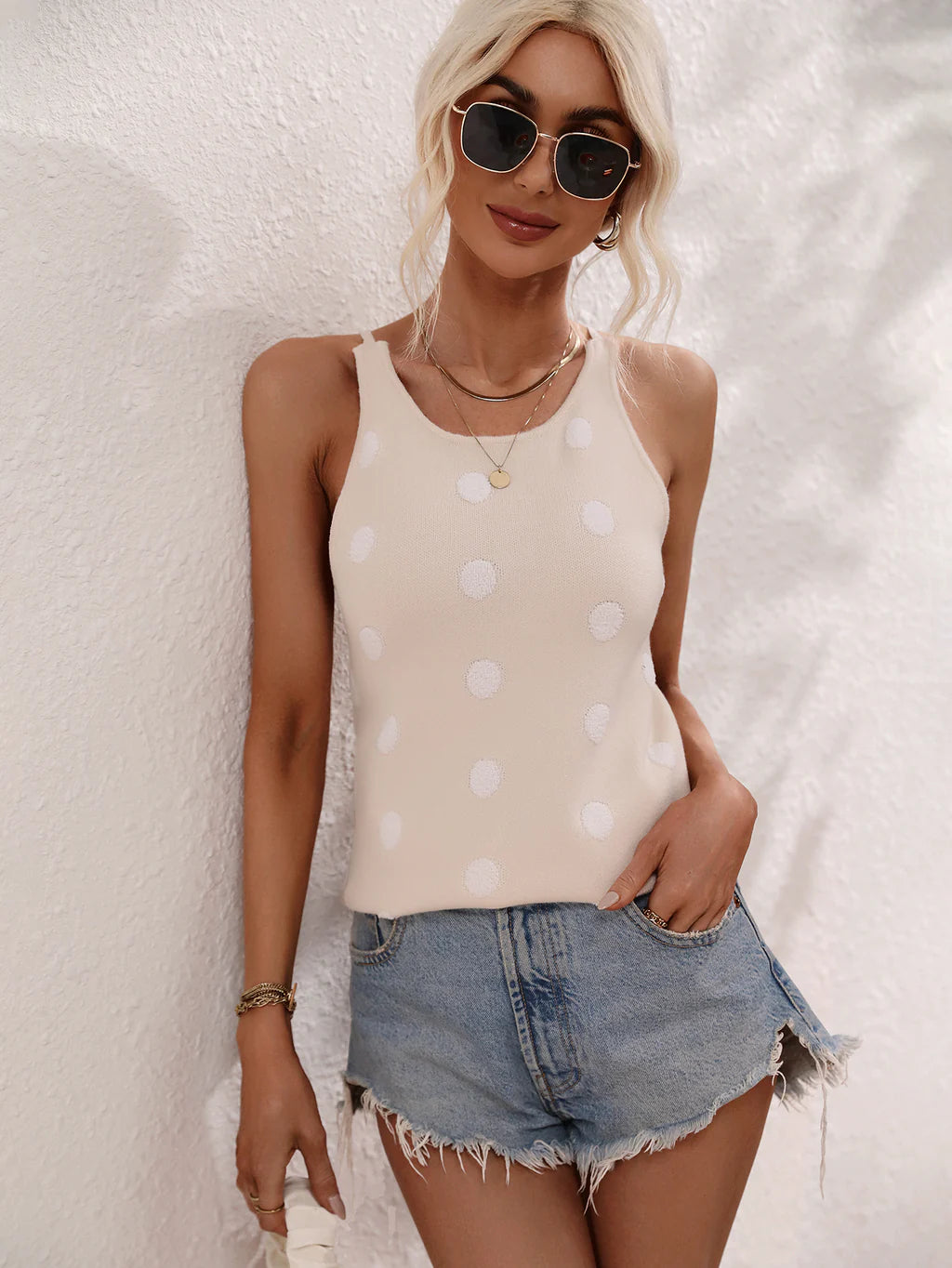 FASHION POLKA-DOT SLIM SWEATER