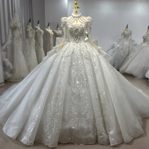 Long Sleeves Princess Wedding Gown