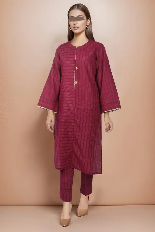 Solid Slub Viscose Stitched 2 Piece (Shirt/Trouser)