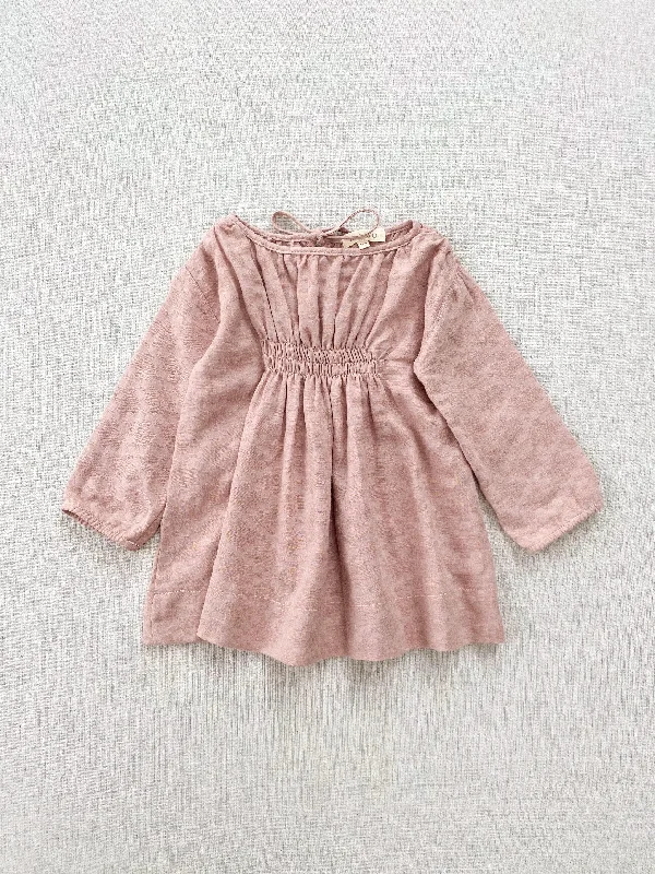 long sleeve auden dress in blush dobby