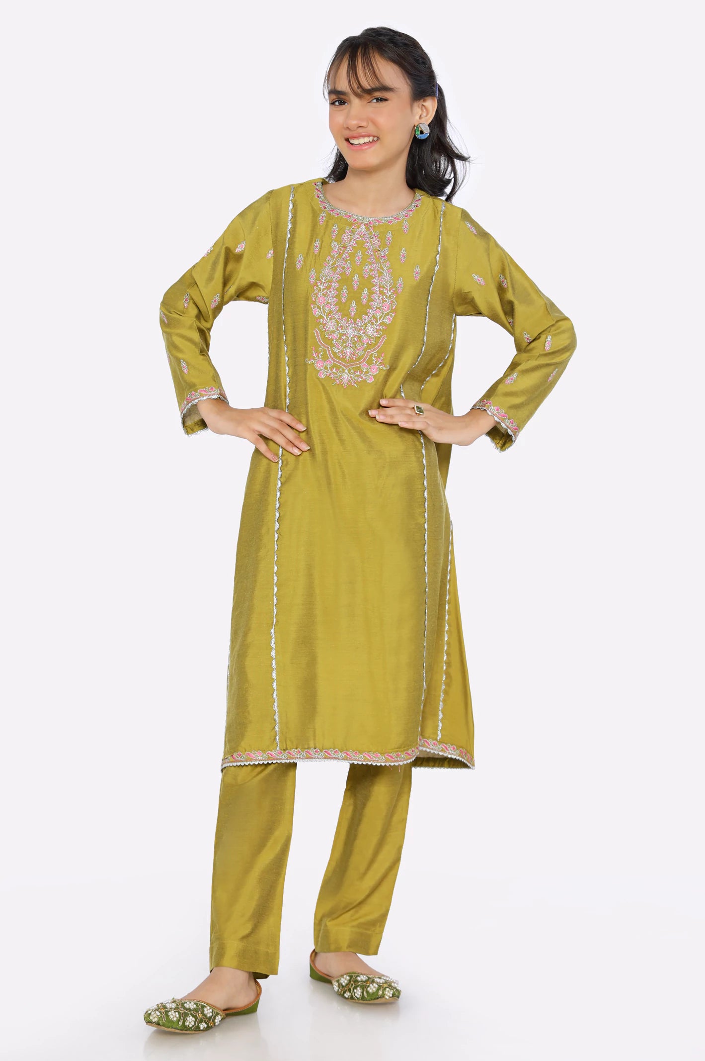 Mustard Embroidered Teens 2PC