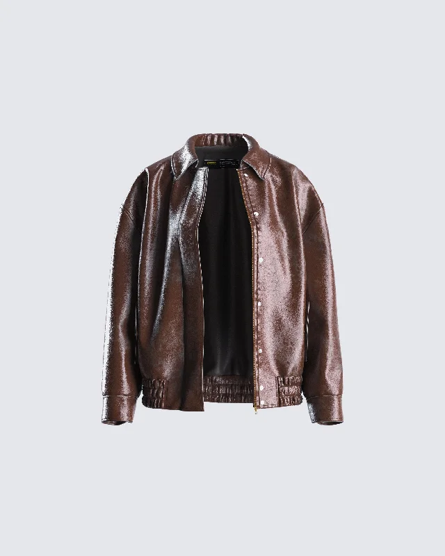 Maven Brown Vegan Leather Jacket