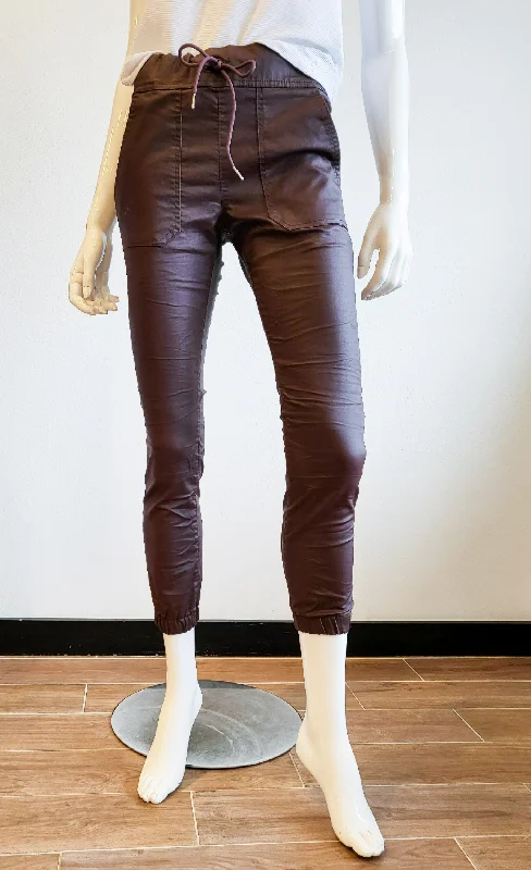 Tali Jogger - Flog Pants - Burgundy Vegan Leather