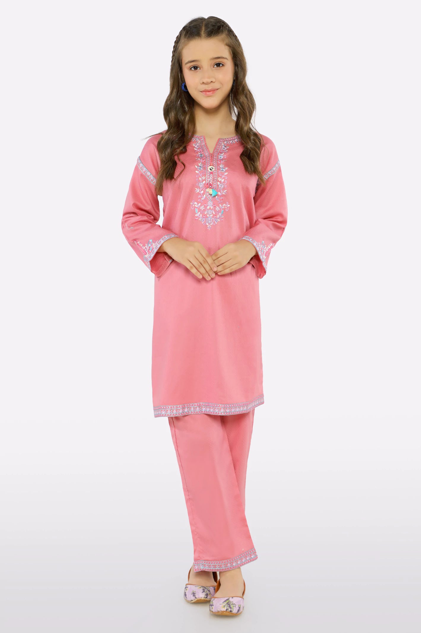 Pink Embroidered Teens 2PC