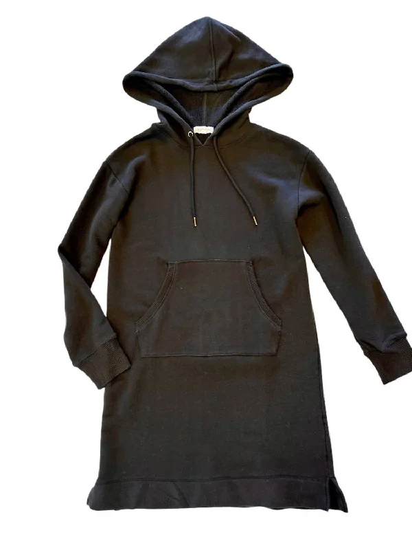 Women's Long Sleeve Hoodie Sweatshirt Dress In Black