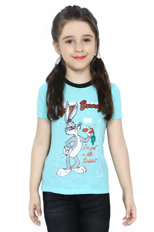 Girls T-Shirt In Sky Blue SKU: KGA-0197-SKYBLUE