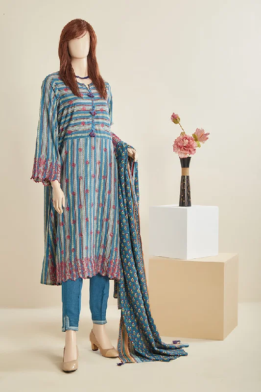 Unstitched Printed Embroidered Karandi 2 Piece (Kameez Dupatta)