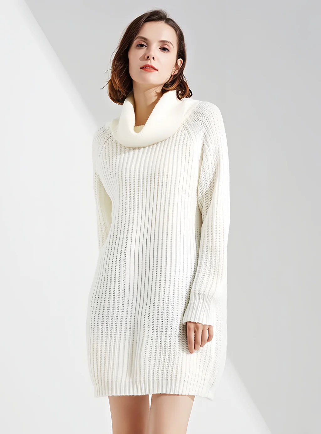 FASHION LONG-SLEEVED HIGH-NECKED SOLID COLOR SWEATER