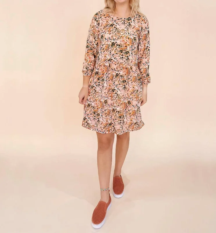 Patsy Long Sleeve Dress In Pink Multi