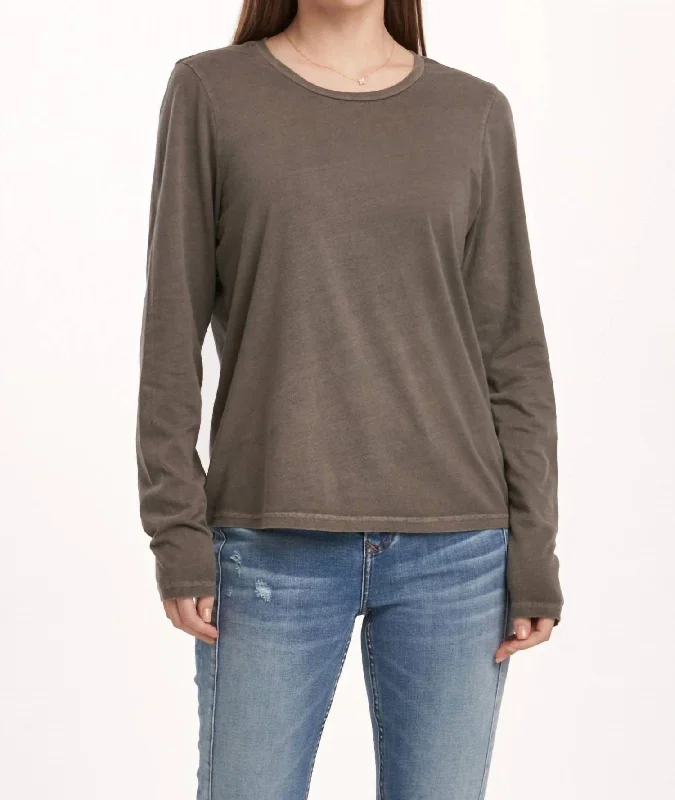 Kathy Long Sleeve Tee In Gray