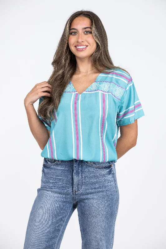 Sterling Jane Women's Striped Short Sleeve Top